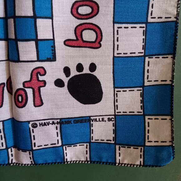 Vintage Hav-A-Hank Dog-Themed Hanky Bandana Woof Woof Quilt Scarf 21x21 NEW - Picture 4 of 5